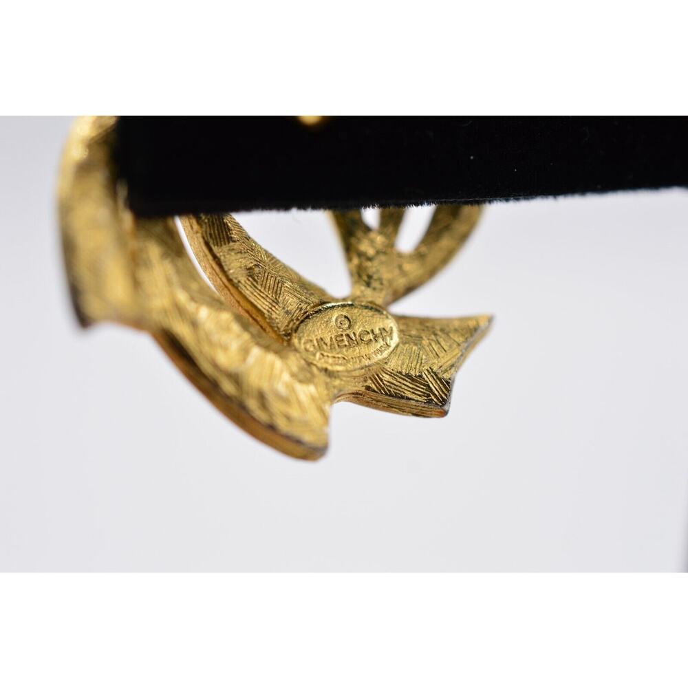 Givenchy Vintage Pierced Statement Earrings Gold Tone Signed 1980s AS IS BinAB - Picture 9 of 10